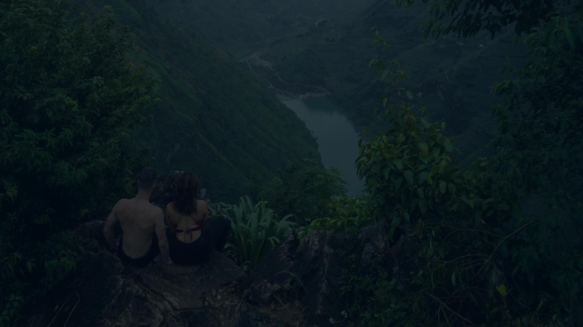 Olivia and Louis (Whole Earth Production founders) on top of a mountain viewpoint